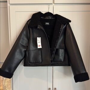 Zara Black Faux Leather Jacket